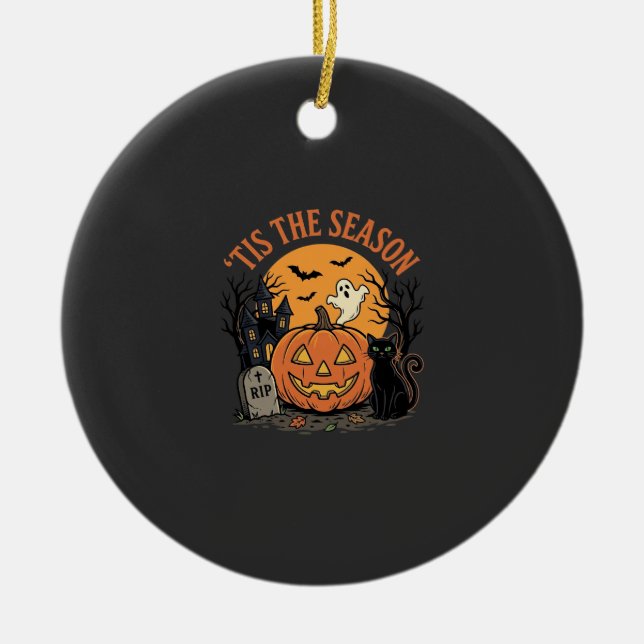 Funny Pumpkin Halloween Pun Design2 (2)_1 Ceramic Ornament (Front)