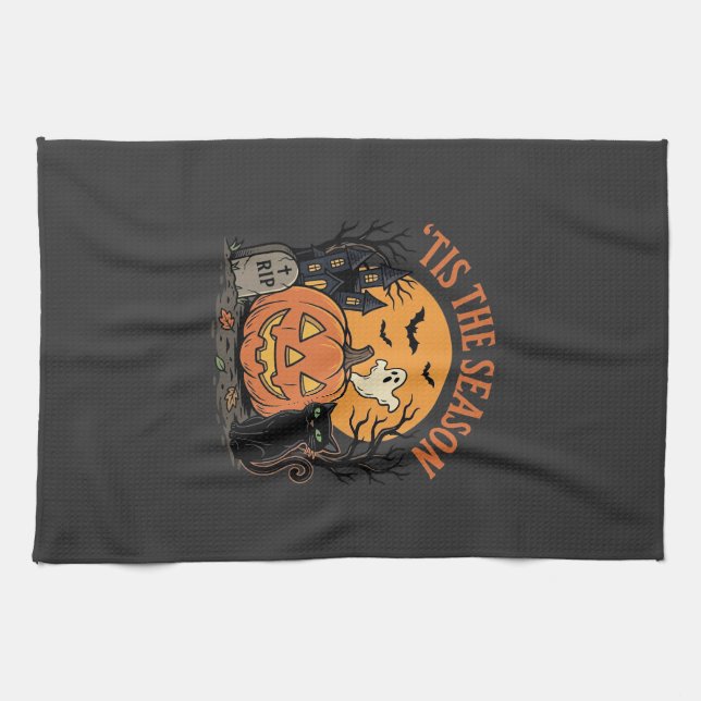 Funny Pumpkin Halloween Pun Design2 (2)_1 Tea Towel (Horizontal)