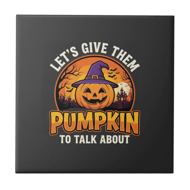 Funny Pumpkin Halloween Pun Design_1 Ceramic Tile (Front)
