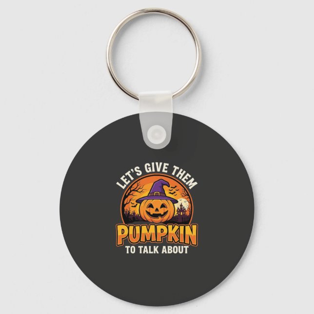 Funny Pumpkin Halloween Pun Design_1 Key Ring (Front)