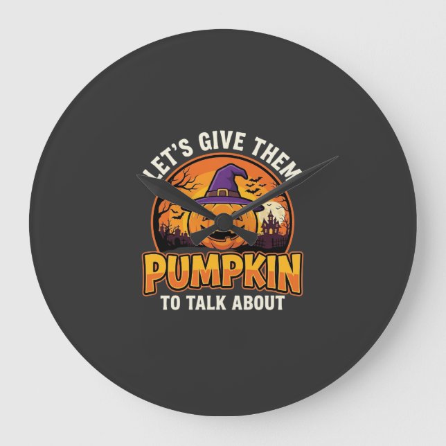 Funny Pumpkin Halloween Pun Design_1 Large Clock (Front)