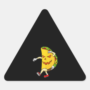 Funny Pumpkin Halloween Taco Triangle Sticker