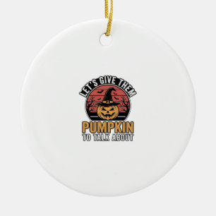 Funny Pumpkin Halloween Vintage Shirt Design_1 Ceramic Ornament