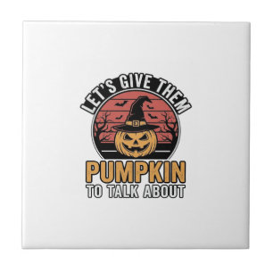 Funny Pumpkin Halloween Vintage Shirt Design_1 Ceramic Tile