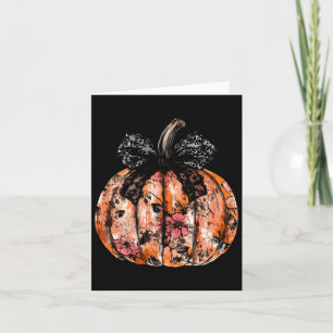 Funny Pumpkin Happy Halloween Lace Coquette Bow Gi Card