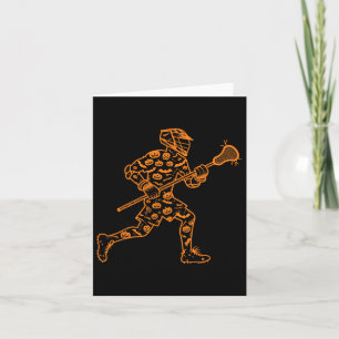 Funny Pumpkin Lacrosse Candy Halloween Mens Womens Card