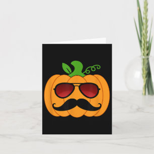 Funny Pumpkin Moustache Sungles Halloween Dad Dadd Card