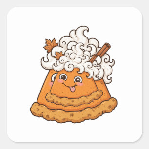 Funny Pumpkin Pie Face Thanksgiving Square Sticker