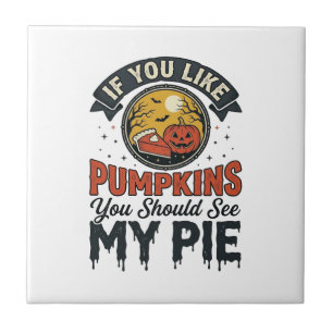 Funny Pumpkin Pie Halloween Vintage Shirt Design_1 Ceramic Tile
