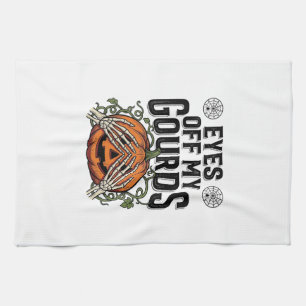 Funny Pumpkin Shirt Eyes Off My Gourds Halloween T Tea Towel