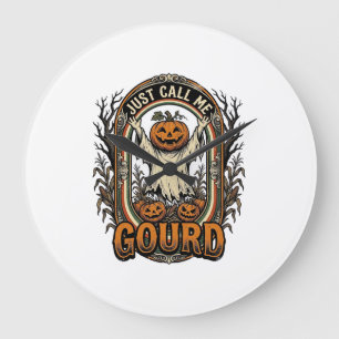 Funny Pumpkin Shirt Vintage Engraving Halloween Co Large Clock