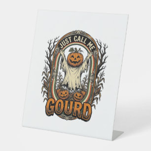 Funny Pumpkin Shirt Vintage Engraving Halloween Co Pedestal Sign