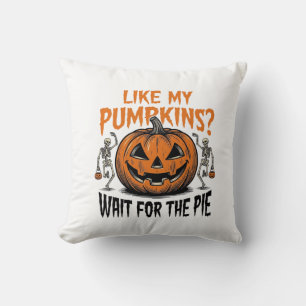 Funny Pumpkin Skeleton Halloween Pie Shirt_1 Cushion