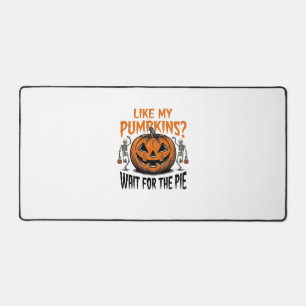 Funny Pumpkin Skeleton Halloween Pie Shirt_1 Desk Mat