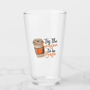 Funny Pumpkin Spice Latte - Basic Fall Quote Glass