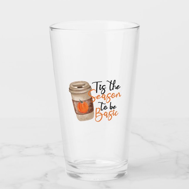 Funny Pumpkin Spice Latte - Basic Fall Quote Glass (Front)