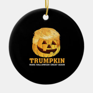 Funny Pumpkin Trumpkin Halloween Ceramic Ornament