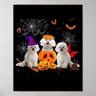 Funny Pumpkin Witch Bichon Frise Dog Halloween Poster