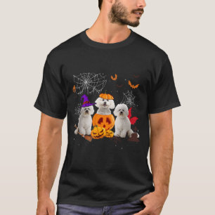 Funny Pumpkin Witch Bichon Frise Dog Halloween T-Shirt