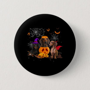 Funny Pumpkin Witch Dachshund Matching Dog 6 Cm Round Badge