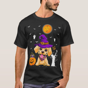 Funny Pumpkin Witch Hat Labrador Retriever Dog Hal T-Shirt
