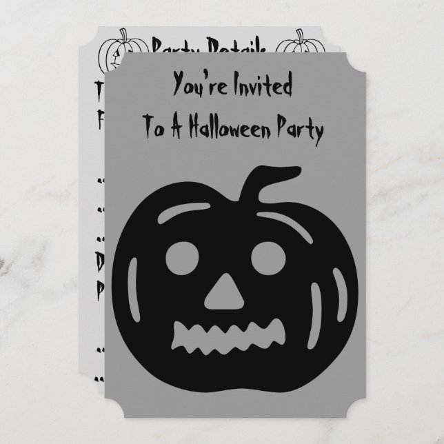 Funny pumpkin with cut out face for halloween invitation (Front/Back)