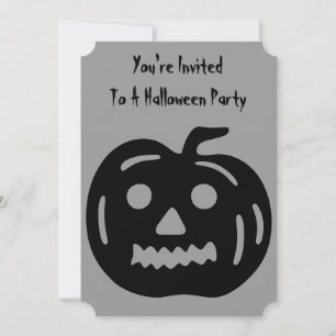 Funny pumpkin with cut out face for halloween invitation