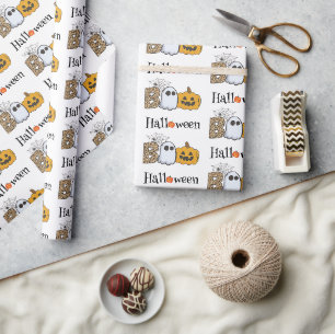  Funny Pumpkins Boo Spooky Halloween Wrapping Paper