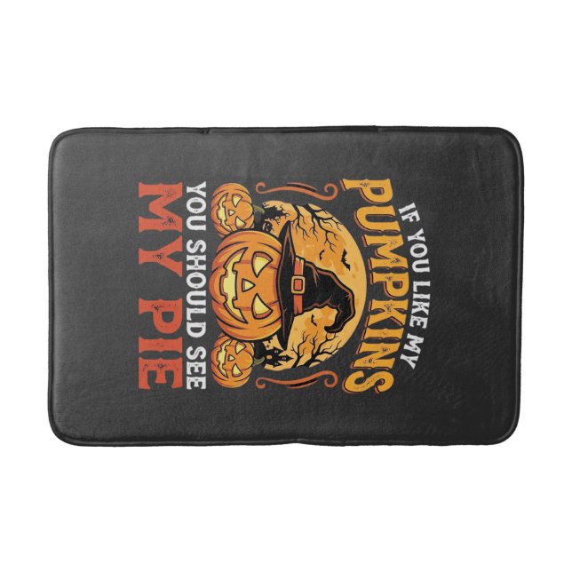 Funny Pumpkins Halloween Pie Design_1 Bath Mat (Front)