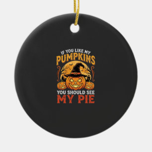 Funny Pumpkins Halloween Pie Design_1 Ceramic Ornament