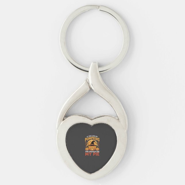 Funny Pumpkins Halloween Pie Design_1 Key Ring (Front)