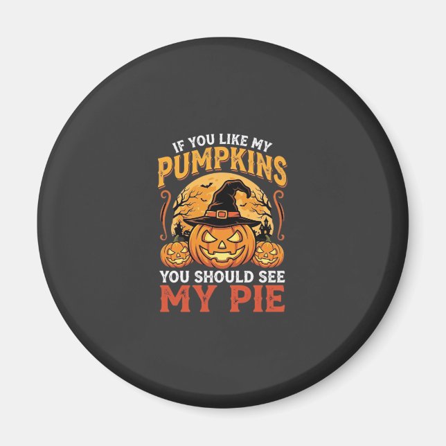 Funny Pumpkins Halloween Pie Design_1 Magnet (Front)