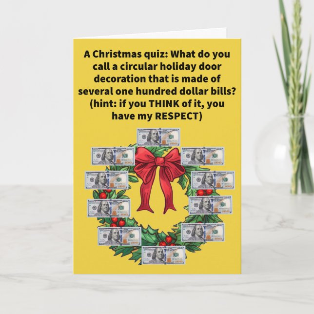 Funny Pun A Wreath o' Franklins Merry Christmas Card (Front)