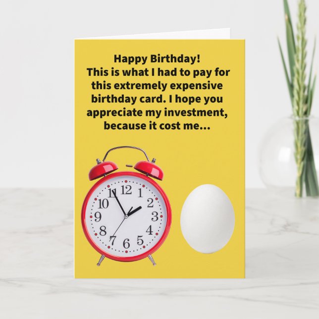 Funny Pun Alarm and an Egg Happy Birthday Card (Front)