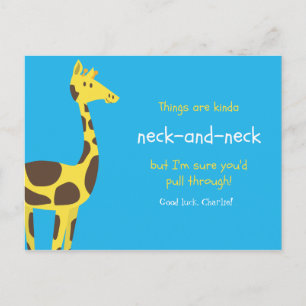 Funny Pun Blue Yellow Giraffe Postcard