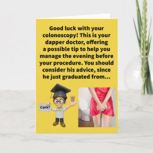 Funny Pun (Bowel) Prep School Good Luck Card