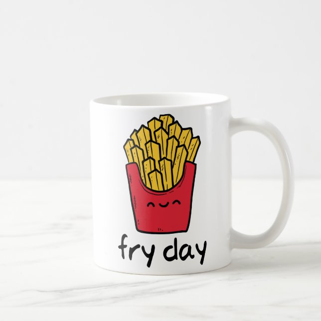 Funny pun Friday happy french fries cartoon Coffee Mug (Right)