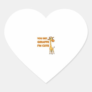 Funny Pun Giraffe I'm Cute Heart Sticker
