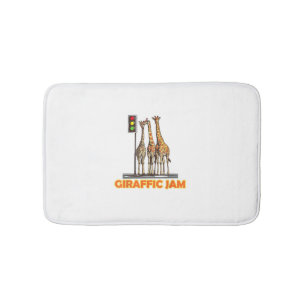 Funny Pun Giraffe Jam Bath Mat