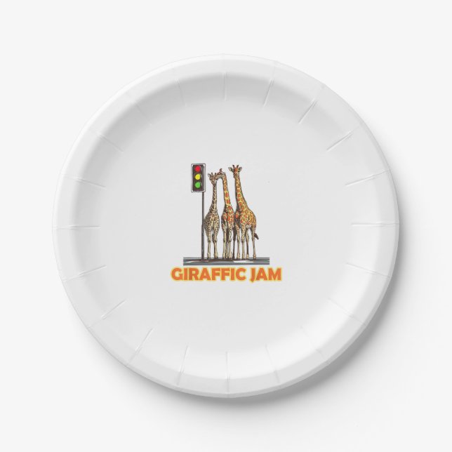 Funny Pun Giraffe Jam  Paper Plate (Front)