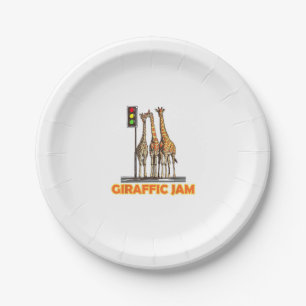Funny Pun Giraffe Jam  Paper Plate