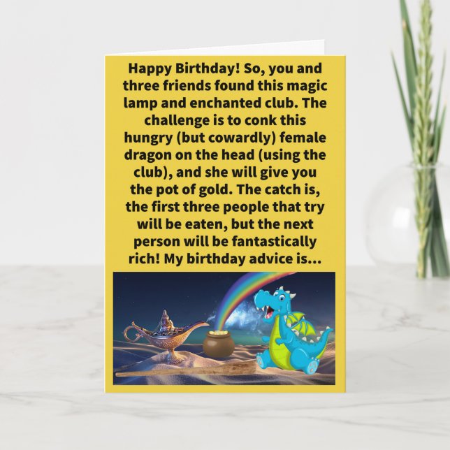 Funny Pun Go Fourth and Conk Her Happy Birthday Card (Front)