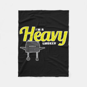 Funny Pun Grill Cook , Heavy Smoker Barbecue Grill Fleece Blanket