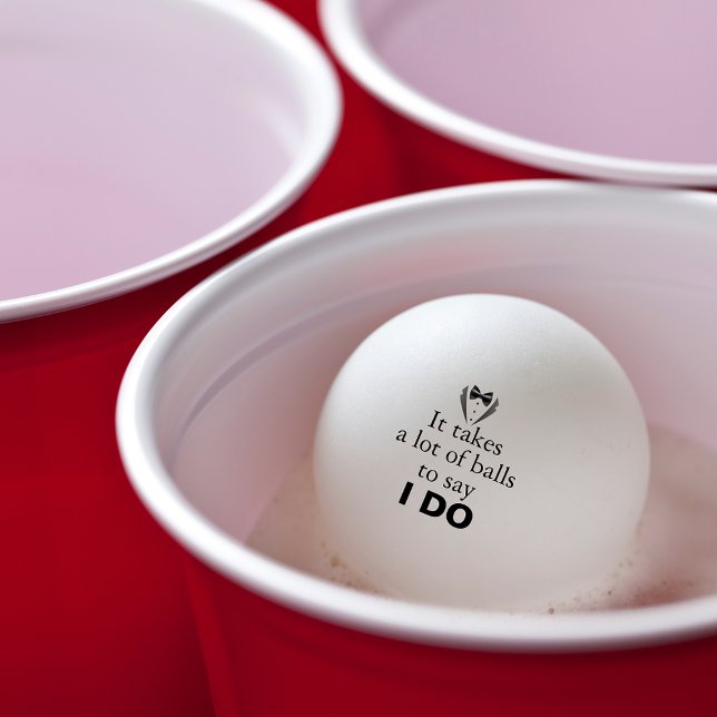 Funny Pun Groom Bow Tie Name Wedding Date Ping Pong Ball (Personalized beer pong balls for the groom.)
