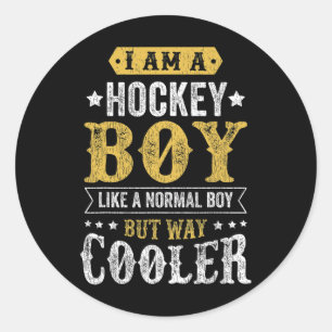 Funny Pun Hockey Boy Ice Hockey Classic Round Sticker