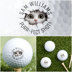 Funny Pun & Name, Cute Cat, For Him, Her, They  Golf Balls