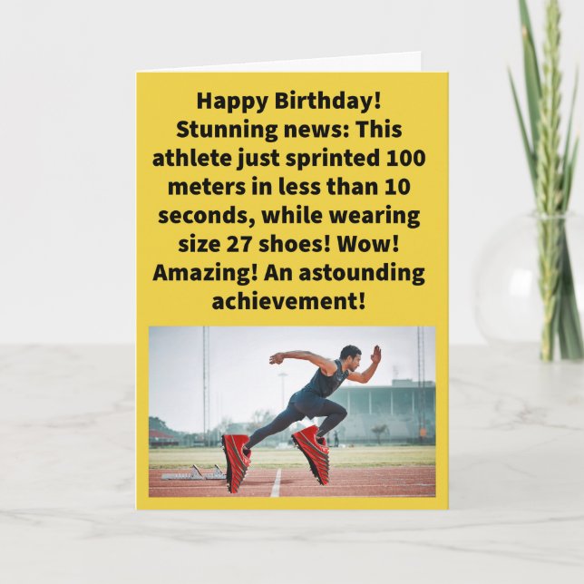 Funny Pun No Small Feet Happy Birthday Card (Front)