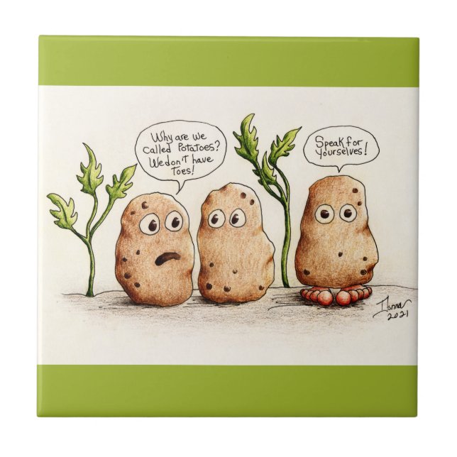 Funny Pun Potatoes  Ceramic Tile (Front)