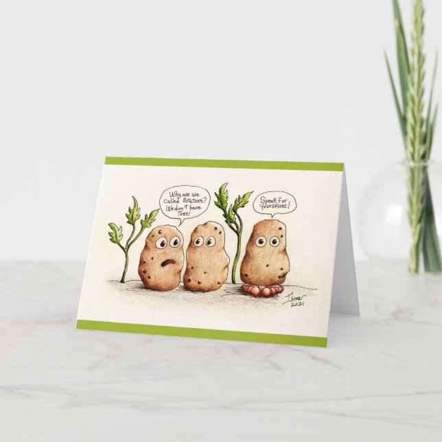 Funny Pun Potatoes Greeting Card (Front)
