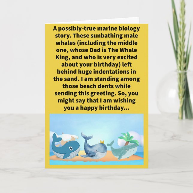 Funny Pun Prints of Whales Happy Birthday  Card (Front)